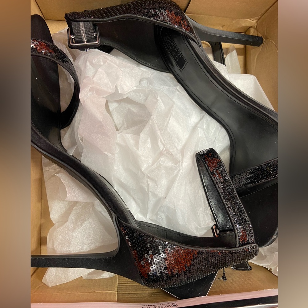 Cute black sequins heels